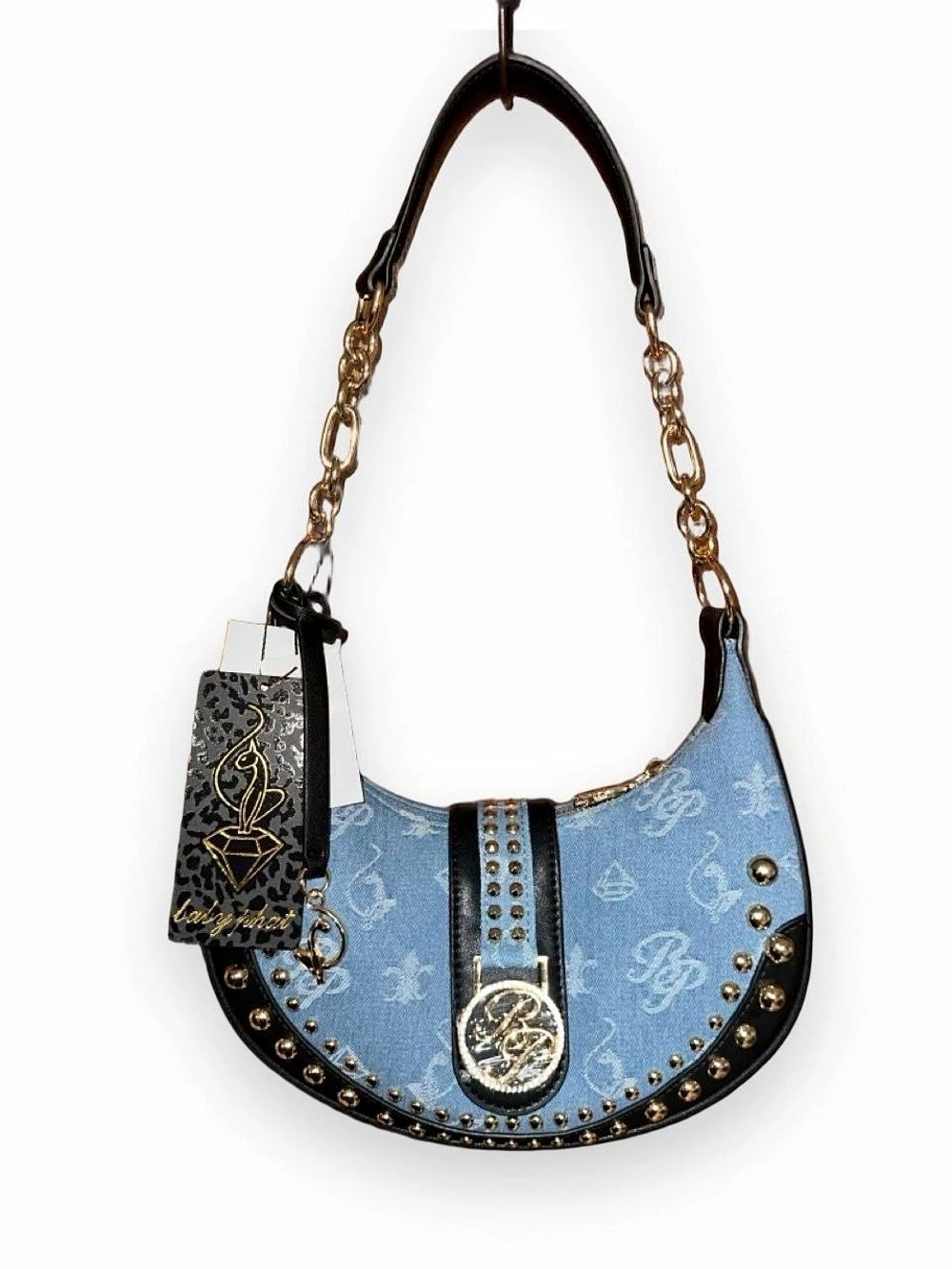 Baby Phat Y2K Shoulder Bag - Blue Denim & Gold